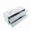 MONDIAZ VICA-DLUX Ensemble meuble de salle de bains - 120cm - meuble bas clay - 4 tiroirs - lavabo encastré cloud gauche - sans trous de robinetterie - version haute 60cm - glace SW1088249
