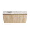 MONDIAZ TURE-DLUX Meuble toilette - 100cm - Washed Oak - EDEN - vasque Glace - position gauche - 1 trou de robinet SW1103585