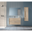 Saniclass Prime Essential Meuble sous lavabo - 100x55x46cm - 2 tiroirs - Poignée standard - MDF - chêne clair SW892668