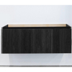 Adema Holz Ensemble de meuble - 120x45x45cm - 2 vasques en céramique Blanc - sans trous de robinet - 1 tiroir - Noir marron SW1025688