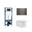 QeramiQ Dely Swirl Ensemble de toilettes - réservoir encastré Qeramiq Flush - abattant slim - plaque de commande métal gunmetal - boutons rectangulaires - blanc mat SW1578398