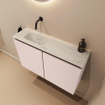 MONDIAZ TURE-DLUX Meuble toilette - 80cm - Rosee - EDEN - vasque Opalo - position gauche - sans trou de robinet SW1104516