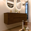 Mondiaz CIRO-DLUX Ensemble de meubles de salle de bains - 150x45x50cm - Lavabo en solid surface Lava - 2 bacs Double - 2 trous de robinet - 4 tiroirs - Dusk SW1533045