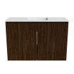 Mondiaz JOYA 60cm toiletmeubel - kleur Walnut - Wastafel FAYE positie Midden 1 kraangat kleur Talc. SW1421256
