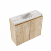 MONDIAZ TURE-DLUX Meuble toilette - 60cm - Washed Oak - EDEN - vasque Glace - position centrale - 1 trou de robinet SW1103588