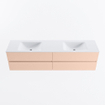 MONDIAZ Vica Ensemble meuble de salle de bains - 190cm - meuble bas rosee - 4 tiroirs - lavabo cloud double - sans trous de robinet - version haute 60cm - talc SW1083411
