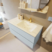 Mondiaz VICA-DLUX Ensemble de meuble de salle de bain - 100cm - meuble sous-vasque argile - 2 tiroirs - lavabo encastré nuage droite - 1 trou de robinet - version haute 60cm - opalo SW1086495