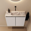 MONDIAZ TURE-DLUX Meuble toilette - 60cm - Linen - EDEN - vasque Glace - position centrale - sans trou de robinet SW1103354