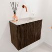 Mondiaz JOYA-DLUX 50cm toiletmeubel - kleur Walnut - Wastafel FAYE positie Rechts Zonder kraangat kleur Ostra. SW1422602