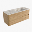 Mondiaz CIRO-DLUX ENSEMBLE DE MEUBLE DE SALLE DE BAINS - 120x45x50cm - Plan-vasque solid surface Frappe - 1 bassin à droite - 1 trou de robinet - 2 tiroirs - Chêne SW1481387