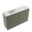 MONDIAZ TURE-DLUX Meuble WC 80 cm Army. Lavabo EDEN Glace position gauche. Sans trou de robinet. SW1103152
