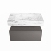 Mondiaz ALAN-DLUX Ensemble de meuble - 80cm - meuble Dark grey mat - 1 tiroir - Lavabo Cloud Glace suspendu - vasque Centre - 1 trou de robinet SW805847