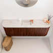Mondiaz JOYA-DLUX 113.2cm toiletmeubel - ronding links en rechts kleur Ruby - Wastafel FAYE positie Midden 1 kraangat kleur Ostra. SW1423837