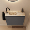MONDIAZ TURE-DLUX Meuble toilette - 60cm - Dark Grey - EDEN - vasque Frappe - position gauche - 1 trou de robinet SW1102728