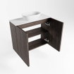 Mondiaz Fowy Meuble de toilette - 60x50x23cm - marron foncé mat - 0 trous de robinet - lavabo centré - 2 portes - solid surface - plan en mélamine - lavabo : blanc SW761358
