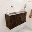 Mondiaz JOYA-DLUX 81.6cm toiletmeubel - ronding rechts kleur Walnut - Wastafel FAYE positie Links Zonder kraangat kleur Oza. SW1424600