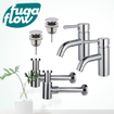 FugaFlow Eccelente Sobrado Kit robinet lavabo - pour double vasque - robinet bas - bonde clic clac - siphon design bas - Chrome brillant SW1124267