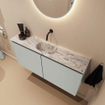 MONDIAZ TURE-DLUX Meuble toilette - 100cm - Greey - EDEN - vasque Glace - position centrale - sans trou de robinet SW1103298