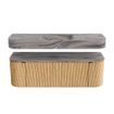 MONDIAZ THOR-DLUX 140cm badmeubel ronding links + rechts kleur Oak met 1 lade en 2 deuren. Vrijhangende wastafel CLOUD Midden zonder kraangat kleur Sombra. SW1464359