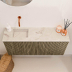 Mondiaz JOYA-DLUX 90cm toiletmeubel - kleur Dusk - Wastafel FAYE positie Links Zonder kraangat kleur Frappe. SW1423069