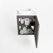 Mondiaz Fowy Meuble de toilette - 40x50x23cm - gris foncé mat - 1 trou de robinet - lavabo à gauche - 1 porte - solid surface - plan MDF - lavabo : Blanc / Noir SW760932