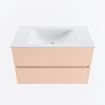 MONDIAZ VICA Ensemble meuble de salle de bains - 80cm - meuble bas rosee - 2 tiroirs - lavabo cloud central - sans trous de robinet - version haute 60cm - talc SW1085178