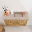 Mondiaz JOYA-DLUX 60cm toiletmeubel - kleur Oak - Wastafel FAYE positie Rechts 1 kraangat kleur Saba. SW1424156