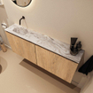 MONDIAZ TURE-DLUX Meuble toilette - 120cm - Washed Oak - EDEN - vasque Glace - position gauche - sans trou de robinet SW1103604