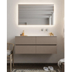 Mondiaz VICA ensemble de meuble de salle de bain - 120cm - meuble sous-vasque fumée - 4 tiroirs - lavabo lune droite - sans trou de robinet XL version 60cm haut SW1089805