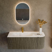 Mondiaz KURVE-DLUX Ensemble meuble de salle de bains - 115x46x40cm - 1 tiroir - 1 porte - lavabo solid surface - gauche - 1 trou de robinet - Shadow SW1414355