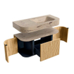 MONDIAZ THOR-DLUX 100cm badmeubel ronding links + rechts kleur Oak met 1 lade en 2 deuren. Vrijhangende wastafel CLOUD Rechts 1 kraangat kleur Arena. SW1467445