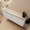 MONDIAZ TURE-DLUX Meuble toilette - 120cm - Linen - EDEN - vasque Ostra - position gauche - sans trou de robinet SW1104906