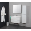 Basic Bella Meuble avec lavabo acrylique 1 trou de robinet 80x55x46cm avec armoire toilette à 2 portes gris Blanc brillant SW398156