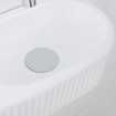 QeramiQ Fuente Ensemble de Lavabo - 40x21.5x12cm - strié - demi-rond - céramique - ensemble de robinet chrome - bouchon de vidange - siphon réduit - blanc mat SW1233079