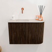 Mondiaz JOYA-DLUX 61.6cm toiletmeubel - ronding rechts kleur Walnut - Wastafel FAYE positie Links Zonder kraangat kleur Ostra. SW1422634
