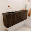 Mondiaz JOYA 111.6cm meuble de salle de bains - arrondi droit couleur Walnut - Vasque FAYE position Gauche Sans trou de robinet couleur Urban. SW1421369