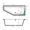 Xenz Lagoon compact ligbad - 170x75cm - met overloop - zonder afvoer - Hoekopstelling rechts - Acryl Antraciet Mat SW102982