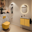 MONDIAZ TURE-DLUX Meuble toilette - 60cm - Ocher - EDEN - vasque Glace - position centrale - sans trou de robinet SW1103380