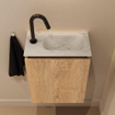 MONDIAZ TURE-DLUX Meuble toilette - 40cm - Washed Oak - EDEN - vasque Opalo - position droite - 1 trou de robinet SW1104638