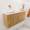 Mondiaz JOYA-DLUX 91.6cm meuble de toilette - arrondi droit couleur Chêne - Vasque FAYE position Gauche Sans trou de robinet couleur Meli. SW1423987