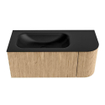 MONDIAZ KURVE 105cm Meuble salle de bain avec module 25 D - couleur Oak - 1 tiroir - 1 porte - vasque BIG SMALL gauche - 1 trou de robinet - Urban SW1138377