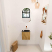 Mondiaz JOYA-DLUX 40cm toiletmeubel - kleur Oak - Wastafel FAYE positie Rechts Zonder kraangat kleur Lava. SW1422044