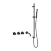 Fortifura Nebbio Badcombinatie-set - thermostaatkraan - glijstang geïntegreerde wandaansluitbocht - gladde doucheslang - staaf handdouche - uitloop - mat zwart SW1238023