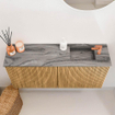 Mondiaz JOYA-DLUX 90cm toiletmeubel - kleur Oak - Wastafel FAYE positie Rechts 1 kraangat kleur Sombra. SW1424261