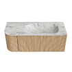 MONDIAZ KURVE-DLUX 115cm Meuble salle de bain avec module 25 G - couleur Oak - 1 tiroir - 1 porte - vasque BIG SMALL droite - sans trou de robinet - couleur Glace SW1137918