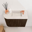 Mondiaz JOYA-DLUX 51.6cm toiletmeubel - ronding links kleur Walnut - Wastafel FAYE positie Rechts 1 kraangat kleur Ostra. SW1422667