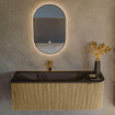Mondiaz KURVE Ensemble de meubles de salle de bains - 125x46x40cm - 1 tiroir - 1 porte - vasque solid surface - gauche - 1 trou de robinet - Dusk SW1415116