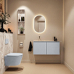MONDIAZ TURE-DLUX Meuble toilette - 100cm - Clay - EDEN - vasque Glace - position gauche - sans trou de robinet SW1103203