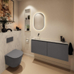 MONDIAZ TURE-DLUX meuble de toilettes 120 cm Dark Grey. EDEN lavabo Opalo position gauche. Sans trou de robinet. SW1104275