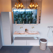 Mondiaz ALAN-DLUX Ensemble de meuble - 120cm - meuble Cale mat - 2 tiroirs - Lavabo Cloud Glace suspendu - vasque Gauche et droite - 0 trous de robinet SW805741